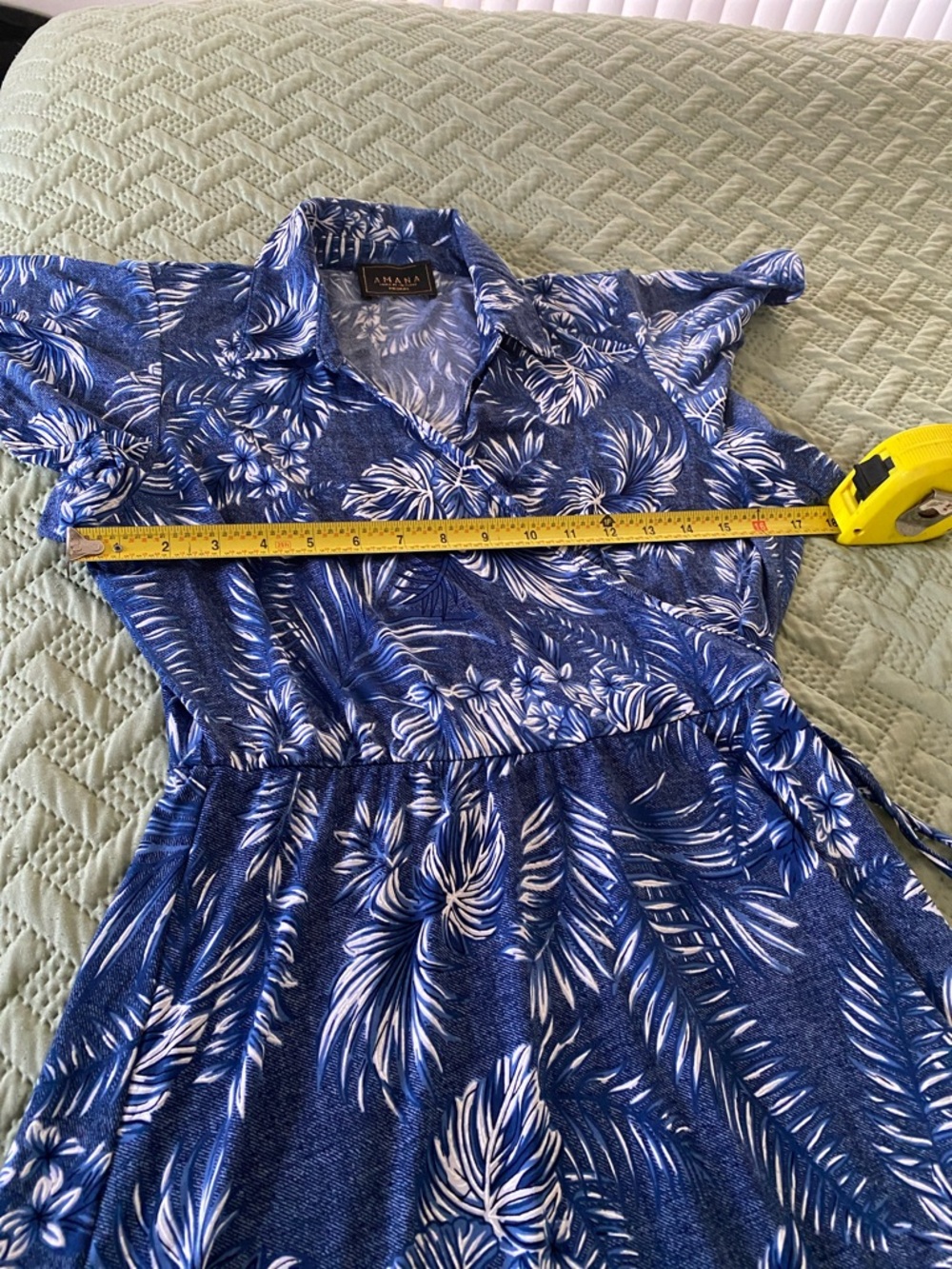 Blue Leaf Print Midi Dress - Picture 9 of 9